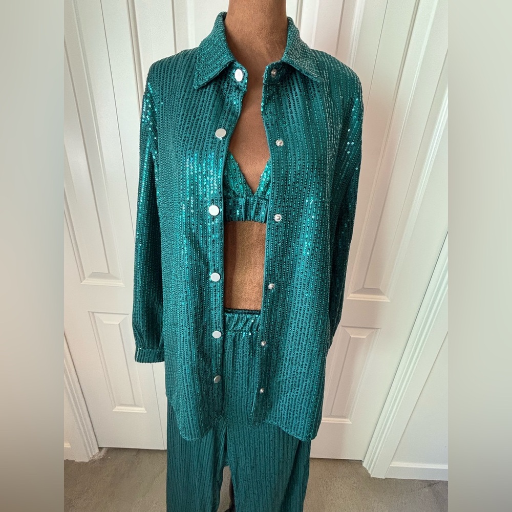 Sequin Green Pantsuit - image 4